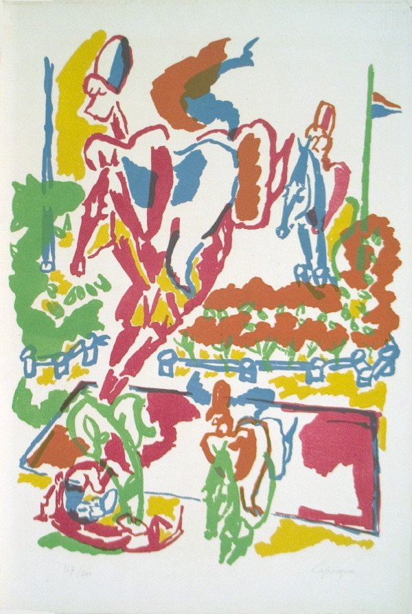 Signed Lapicque Equestrian contest Mourlot Lit: Reference #: ULXX8636-B Artist Last Name: Lapicque Artist First Name: Charles Title: Equestrian contest Medium: Lithograph Paper Height: 22 inches Paper Size Width: 15 inches Image Height: 22 inches I