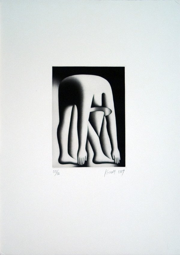 Signed 1989 Kostabi Body By Jake Etching: Reference #: ULYY1441-B Artist Last Name: Kostabi Artist First Name: Mark Title: Body By Jake Medium: Etching Paper Height: 21 inches Paper Size Width: 15 inches Image Height: 8.5 inches Image Width: