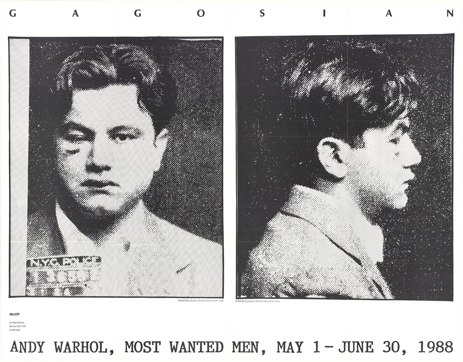 Andy Warhol - Most Wanted Men, No. 2 John Victor G. -: "Most Wanted Men, No. 2 John Victor G." by Andy Warhol, 1988 Unsigned Offset Lithograph. Paper size is 29.5 x 37.5 inches, with an image size of 21.6 x 36 inches. The Offset Lithograph is from an unkn