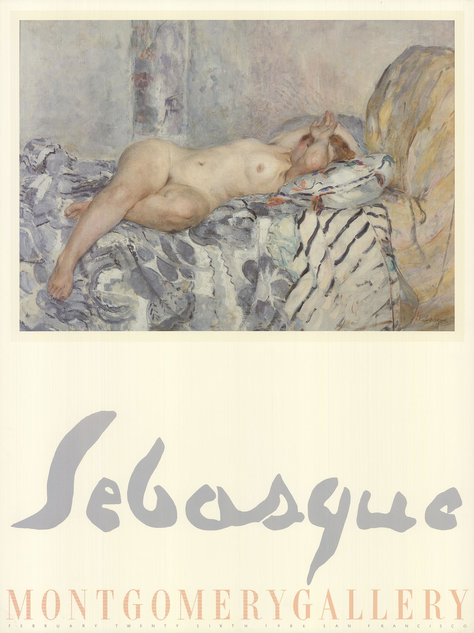 Henri Lebasque - Reclining Nude on a Spanish Cushion -: "Reclining Nude on a Spanish Cushion" by Henri Lebasque, 1986 Unsigned Offset Lithograph. Paper size is 32 x 24 inches, with an image size of 15.75 x 22 inches. The Offset Lithograph is from an unknow
