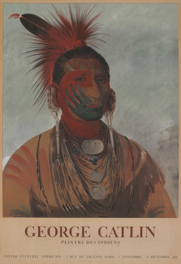 1963 Catlin Portrait of Native American Litho: Reference #: ULXX7524 Artist Name: Catlin, George Title: Portrait of Native American Medium: Lithograph Edition Size: Unknown Year: 1963 Paper Height: 34 inches Paper Size Width: 23.5 inches Image Hei