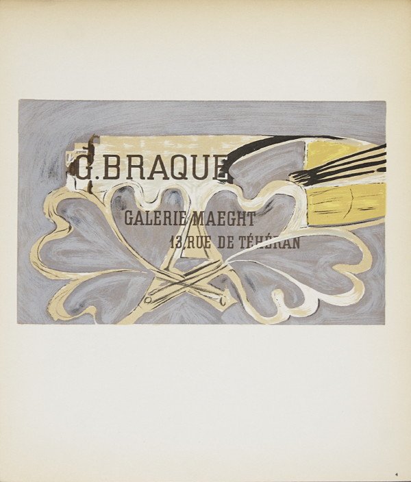 1959 Braque Galerie Maeght Mourlot Lithograph: Reference #: ULXX7635 Artist Name: Braque, Georges Title: Galerie Maeght Medium: Lithograph Edition Size: unknown Year: 1959 Paper Height: 12.5 inches Paper Size Width: 9.25 inches Image Height: 5.75 