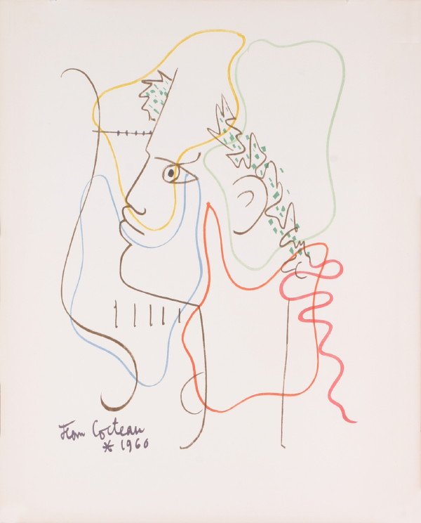 1960 Cocteau Visage Mourlot Lithograph: Reference #: ULXX9756 Artist Name: Cocteau, Jean Title: Visage (Avant la lettre) Medium: Lithograph Edition Size: 50 Year: 1960 Paper Height: 27.5 inches Paper Size Width: 22 inches Image Height: 27.5