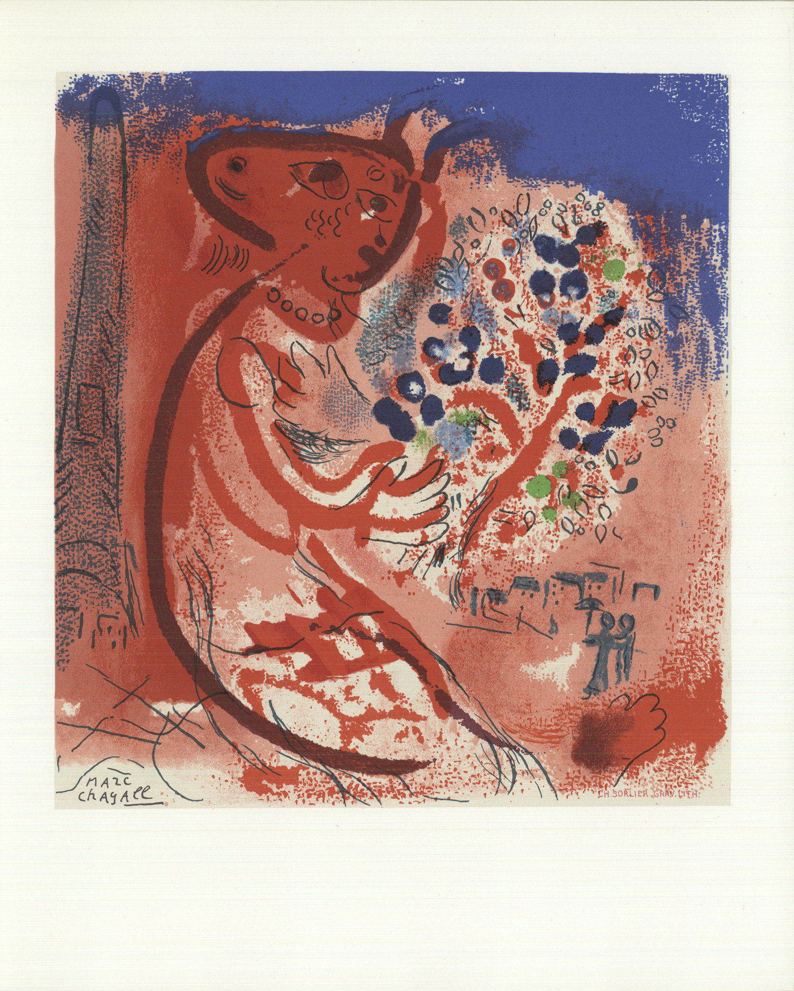 Marc Chagall - Composition - 1965 Lithograph 12" x 9.5" (1 of 1)