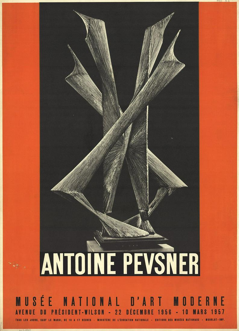 Antoine Pevsner - Musee National D'Art Moderne - 1957: "Musee National D'Art Moderne" by Antoine Pevsner, 1957 Unsigned Lithograph. Paper size is 29 x 20.75 inches, with an image size of 24 x 14 inches. The Lithograph is from an unknown edition size. and