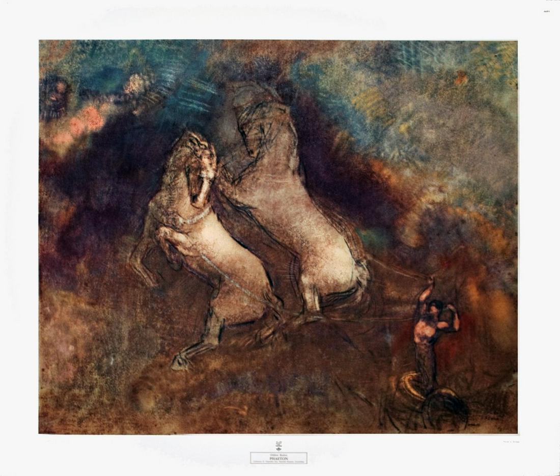 Odilon Redon - Phaedon - Offset Lithograph 23.25" x: "Phaedon" by Odilon Redon, Unsigned Offset Lithograph. Paper size is 23.25 x 27.75 inches, with an image size of 19.5 x 24 inches. The Offset Lithograph is from an unknown edition size. and is not fra