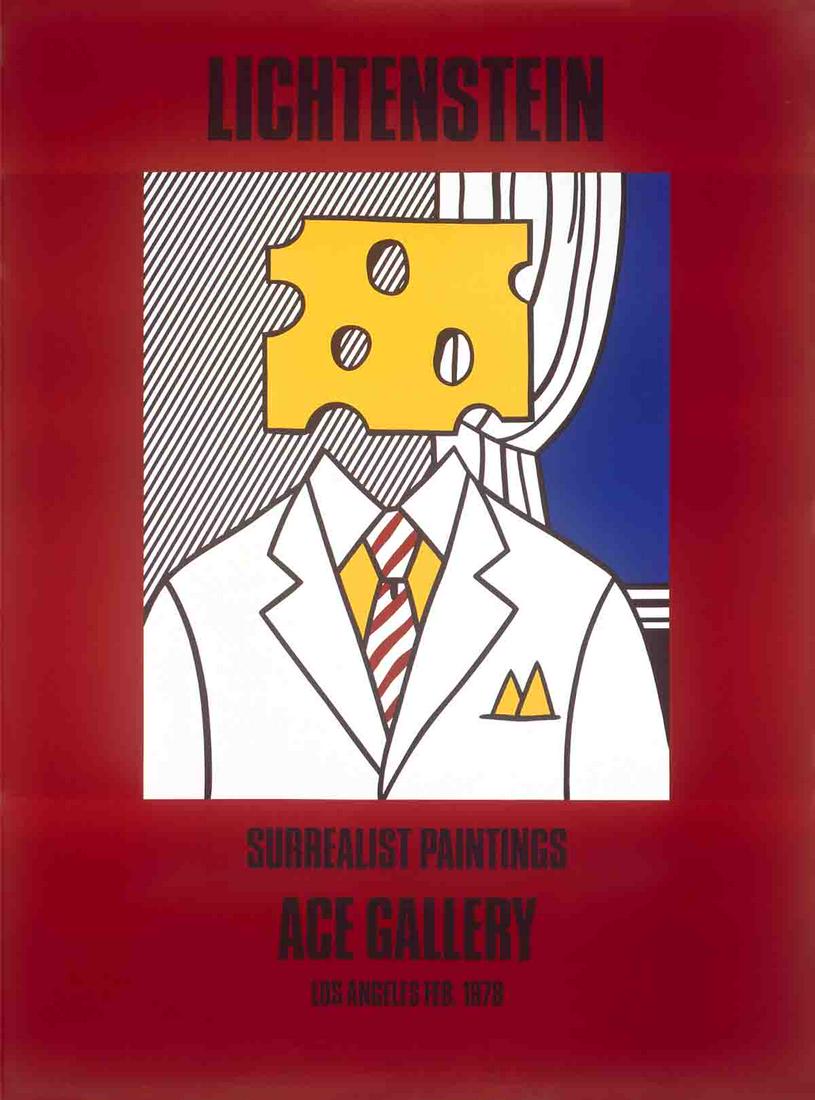 Roy Lichtenstein - Surrealist Paintings (Cheese Head) -: "Surrealist Paintings (Cheese Head)" by Roy Lichtenstein, 1978 Unsigned Offset Lithograph. Paper size is 60 x 44.25 inches, with an image size of 34 x 28.25 inches. The Offset Lithograph is from an un