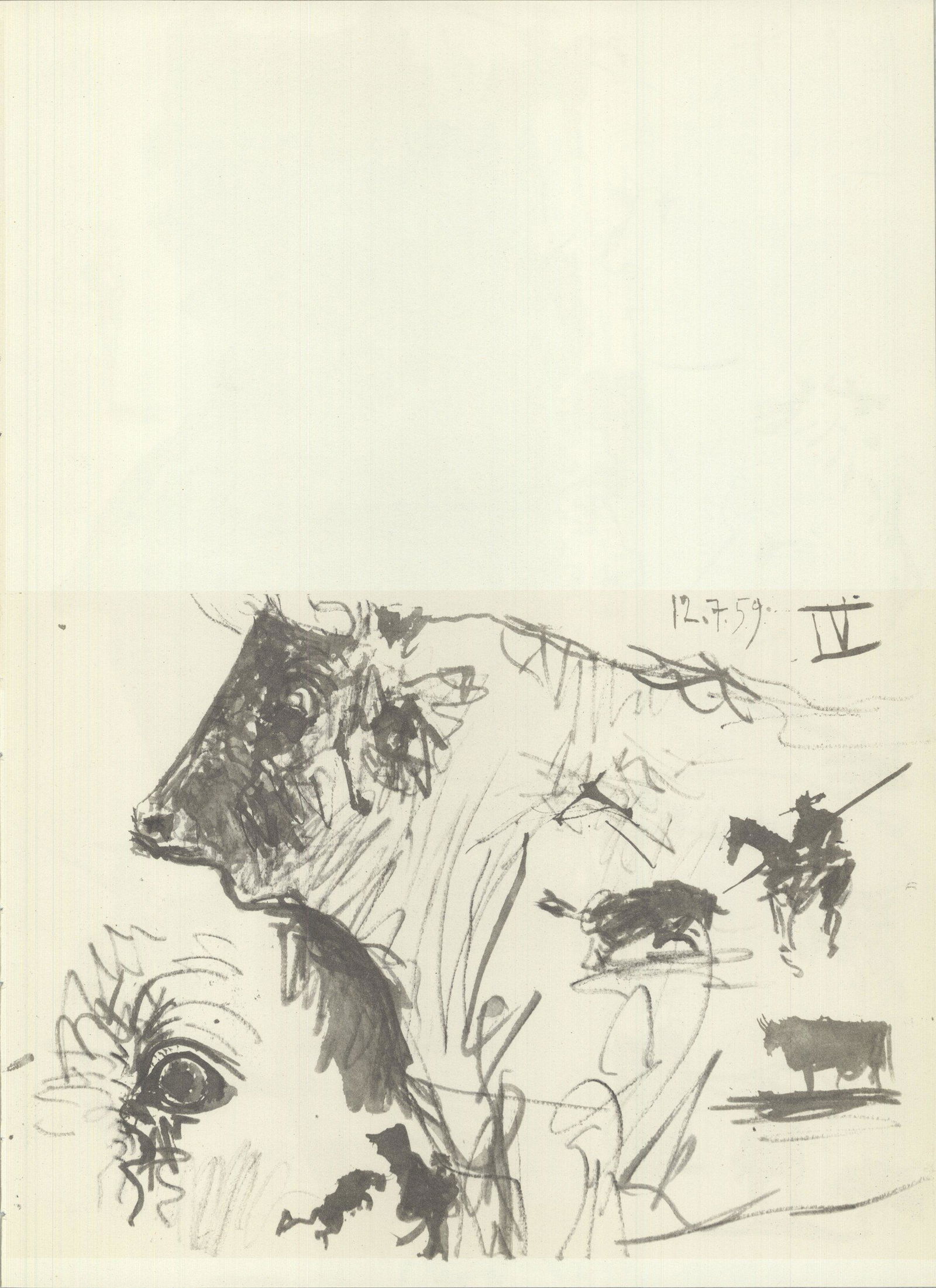 Pablo Picasso - Bull Study - 1959 Lithograph 14.5" x (1 of 1)