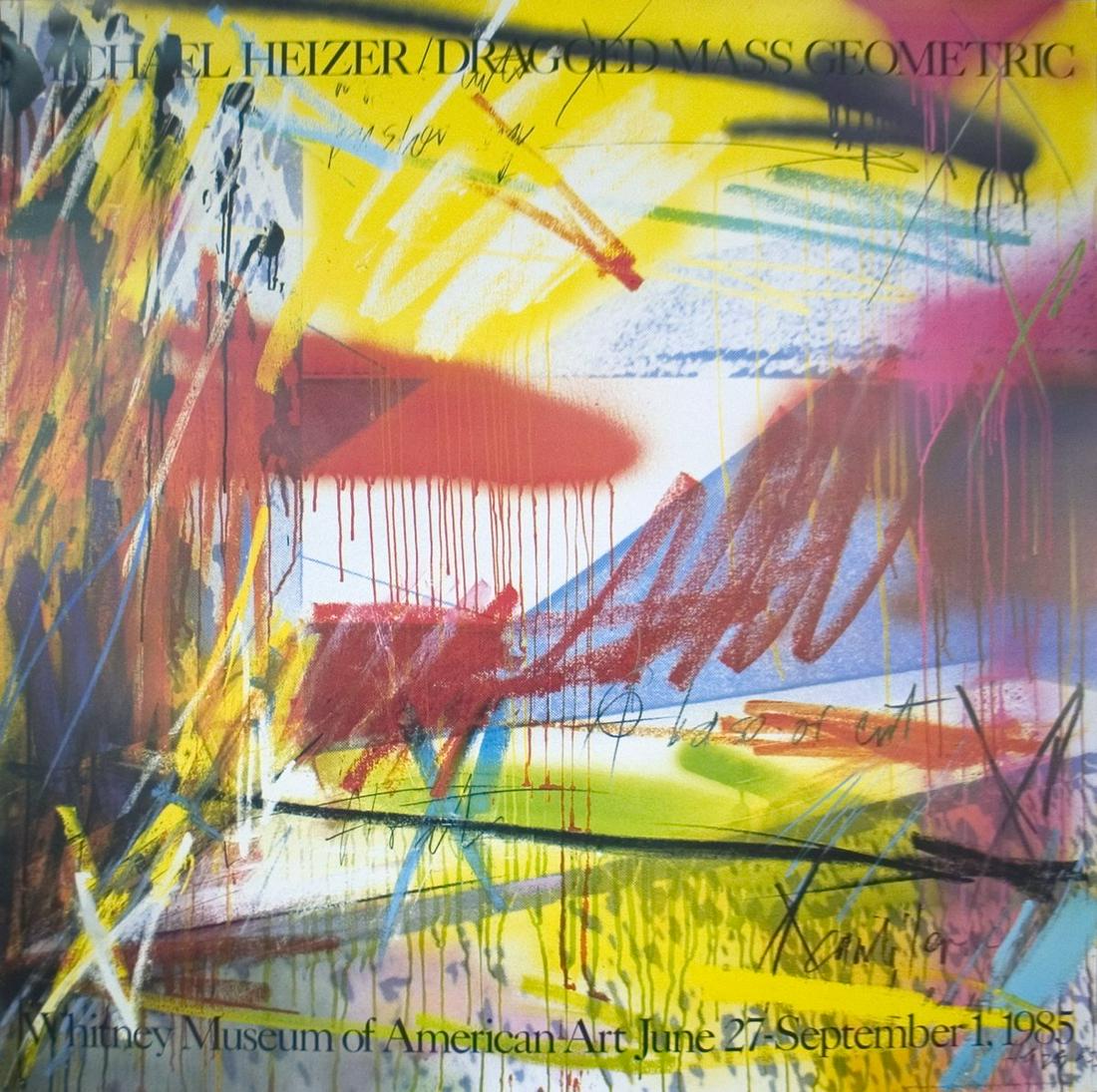 Michael Heizer - Dragged Mass Geometric - 1985 Offset: "Dragged Mass Geometric" by Michael Heizer, 1985 Unsigned Offset Lithograph. Paper size is 46 x 46 inches, with an image size of 46 x 46 inches. The Offset Lithograph is from an unknown edition size.