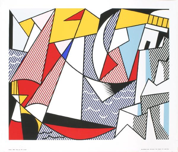 1973 Lichtenstein Sailboats Serigaph: Reference #: ULEF5500 Artist Name: Lichtenstein, Roy Title: Sailboats Medium: Serigraph Edition Size: Unknown Year: 1973 Paper Size: 25 x 29.5 inches Image Size: 21.5 x 26.5 inches Condition: B: Very 