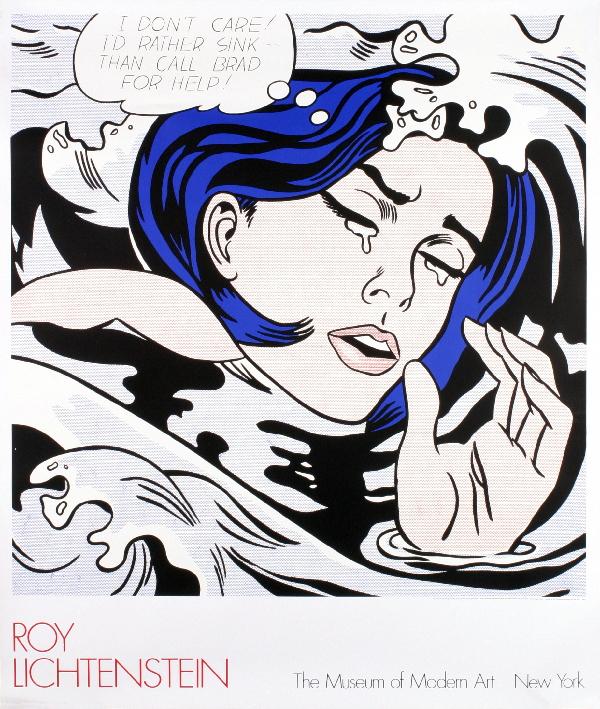 1990 Lichtenstein Drowning Girl Serigraph: Reference #: ULGH1305-O Artist Name: Lichtenstein, Roy Title: Drowning Girl Medium: Serigraph Edition Size: 1000 Year: 1990 Paper Size: 56 x 48 inches Image Size: 46 x 45 inches Condition: A: Mint Not