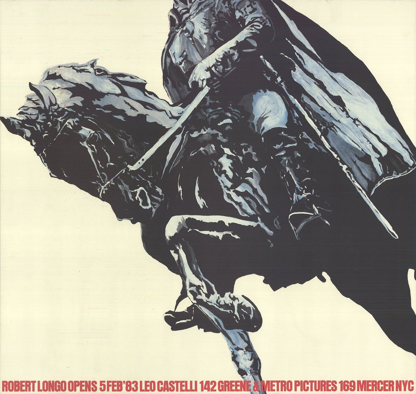 Robert Longo - Leo Castelli Gallery & Metro Pictures -: Leo Castelli Gallery & Metro Pictures by Robert Longo, 1983 Unsigned Lithograph. Paper size is 33.5 x 35.25 inches, with an image size of 33.5 x 35.25 inches. The Lithograph is from an unknown edition