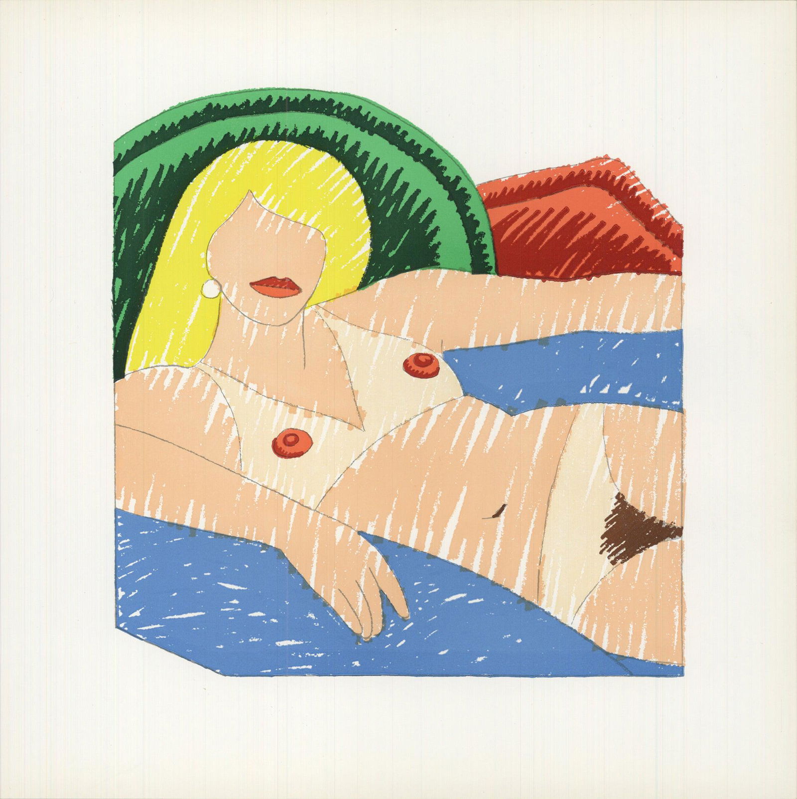 Tom Wesselmann - Shiny Nude - 1977 Serigraph 8" x 8": Shiny Nude by Tom Wesselmann, 1977 Unsigned Serigraph. Paper size is 8 x 8 inches, with an image size of 6 x 5.75 inches. The Serigraph is from an edition size of 1000 and is not framed. The condition