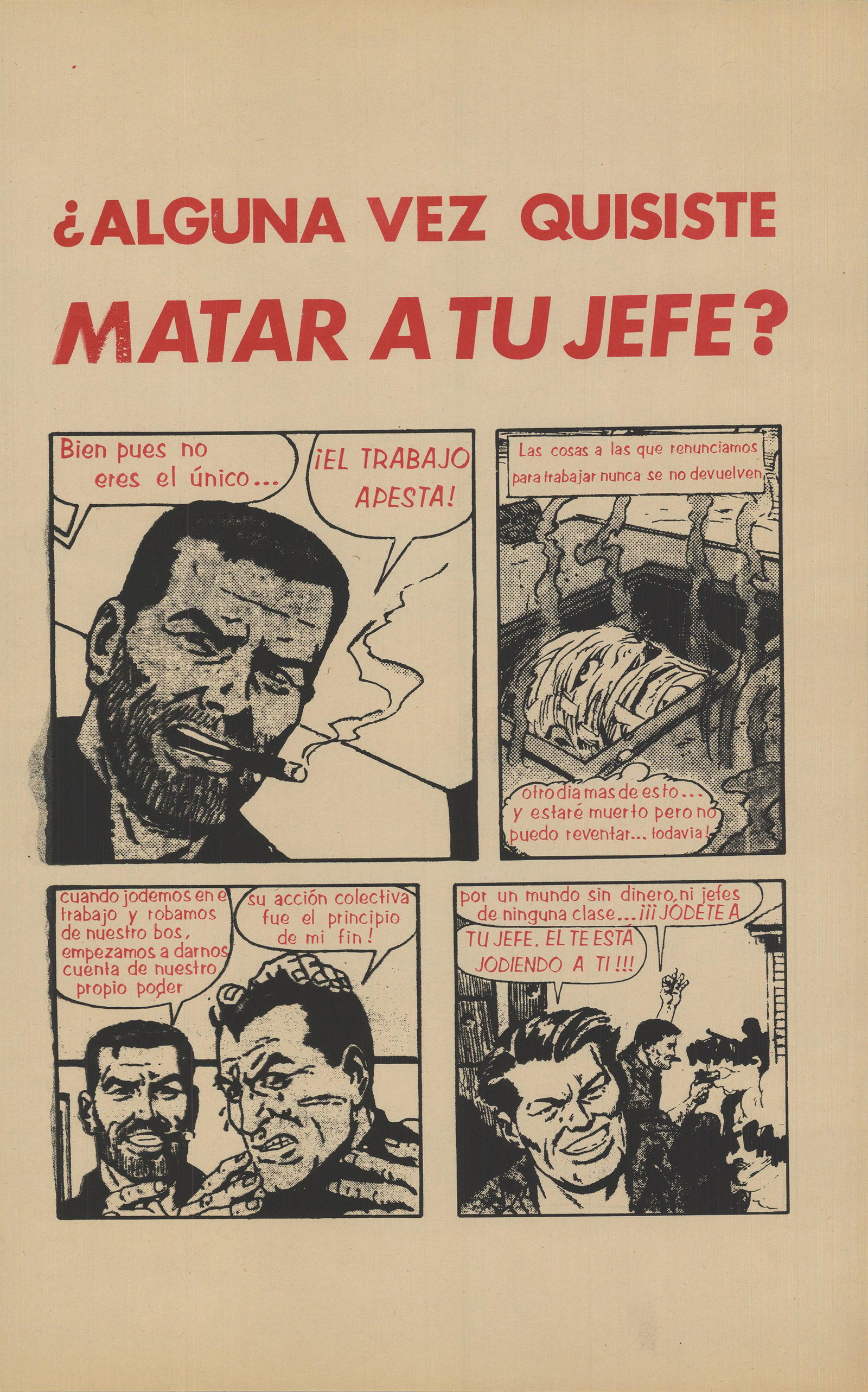 Ever Wanted to Kill Your Boss? - Serigraph 19" x 12": "Ever Wanted to Kill Your Boss?" by Unknown, Unsigned Serigraph. Paper size is 19 x 12 inches, with an image size of 10.75 x 10 inches. The Serigraph is from an unknown edition size. and is not framed