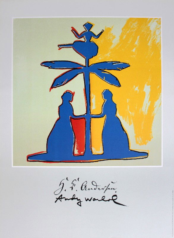 1986 Warhol Two Women Around a Tree Poster: Reference #: ULGH1521 Artist Name: Warhol, Andy Title: Two Women Around a Tree Medium: Offset Lithograph Edition Size: limited Year: 1986 Paper Size: 32.25 x 23.5 inches Image Size: 20 x 20 inches Con