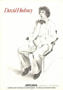 David Hockney - Gregory Evans - 1979 Lithograph - SIGNED 30" x 21": "Gregory Evans" by David Hockney, 1979 Signed Lithograph. Paper size is 30 x 21 inches, with an image size of 30 x 21 inches. The Lithograph is from an edition size of 100 and is not framed. The