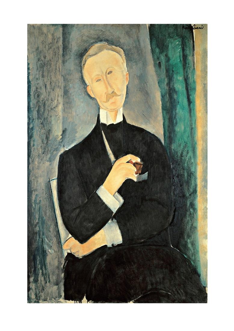 Amedeo Modigliani - Portrait of Roger Dutilleul - Mixed Media 22.25" x 15.75" (1 of 1)