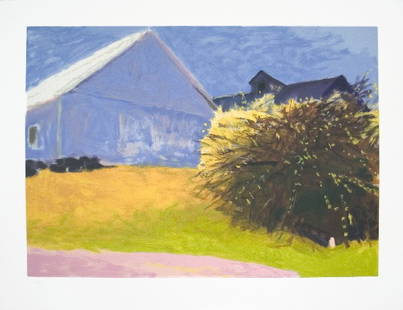 Signed 2003 Kahn Barn and Forsythia III Serigraph: Reference #: ULLC1103-B Artist Name: Kahn, Wolf Title: Barn and Forsythia III Medium: Serigraph Edition Size: 108 Year: 2003 Paper Size: 34.5 x 44.5 inches Image Size: 34.5 x 44.5 inches Condition: