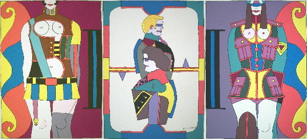Signed Lindner Changing Sexuality Triptych: Reference #: ULXX8167-B Artist Name: Lindner, Richard Title: Changing Sexuality (Triptych) Medium: Serigraph Edition Size: 2000 Year: Unknown Paper Size: 46 x 102 inches Image Size: 46 x 102 inches Co