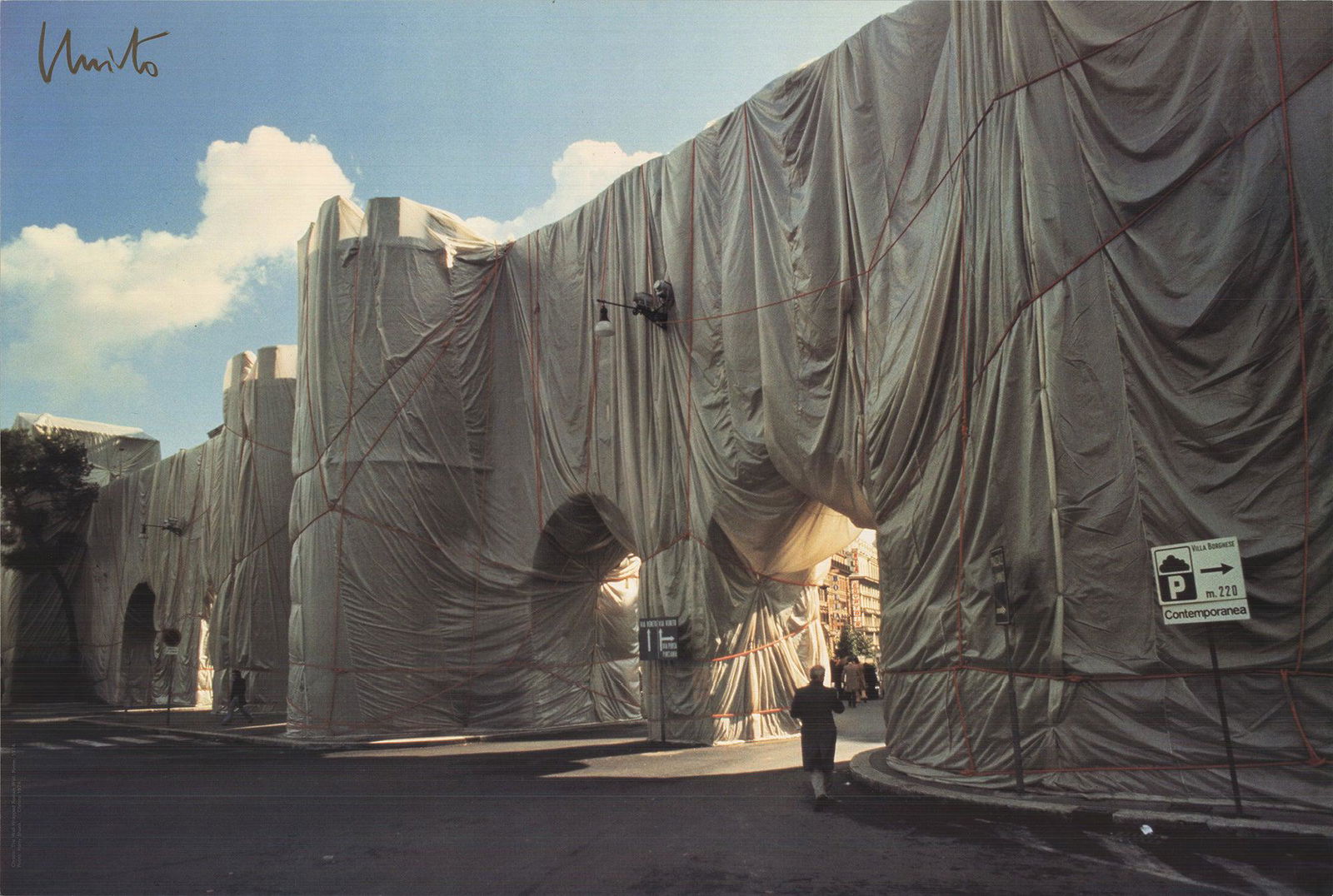 Javacheff Christo - The Wall-Wrapped Roman Wall - 1974 Offset Lithograph - SIGNED 25" x 37.5" (1 of 2)