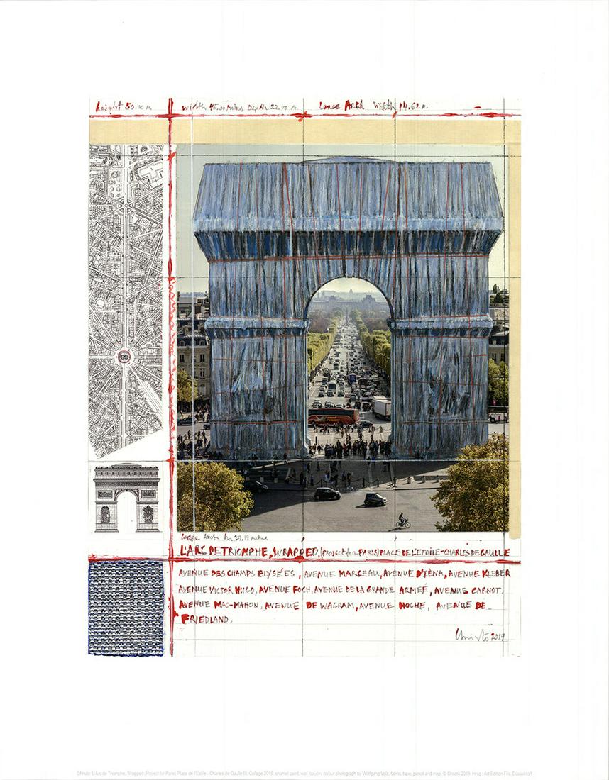 Javacheff Christo - L'Arc de Triomph, Wrapped Project for Paris III - 2019 Offset Lithograph 30.75" (1 of 3)