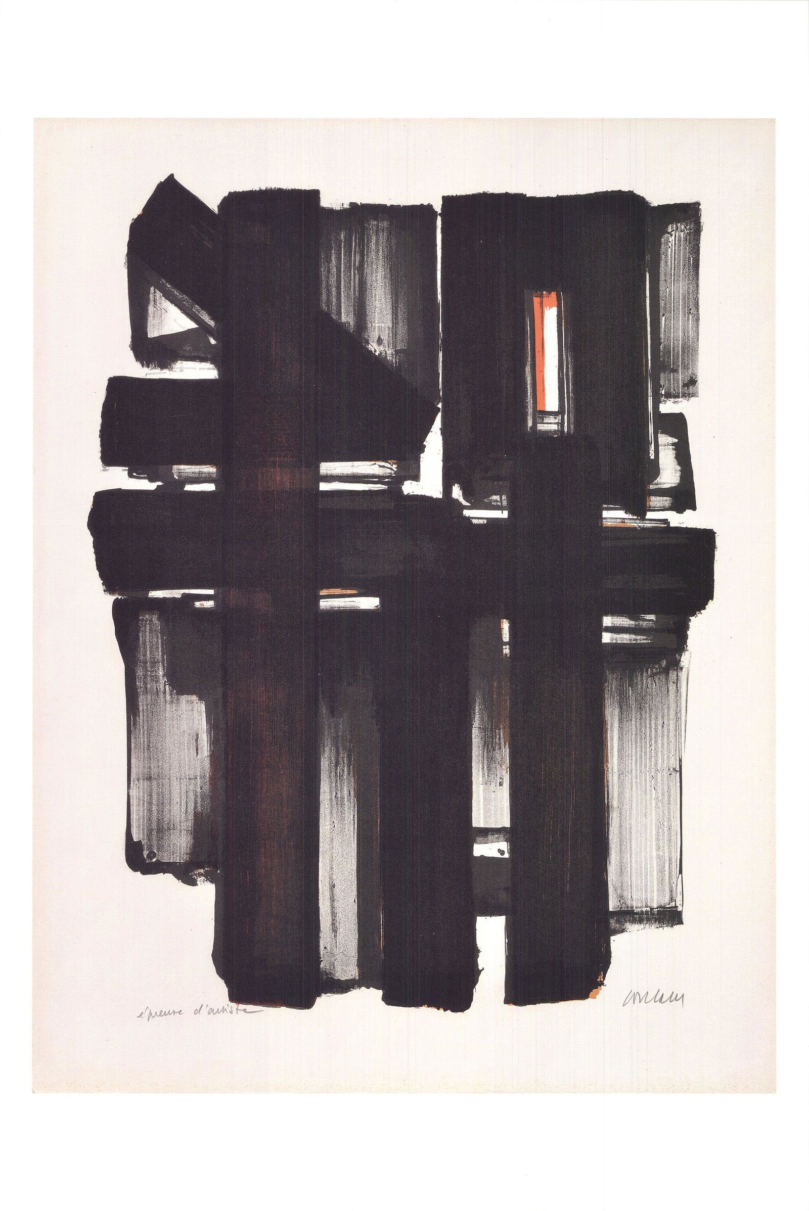 Pierre Soulages - Lithograph nÁ2, 1957 - 2022 Offset Lithograph 23.75" x 15.75" (1 of 3)