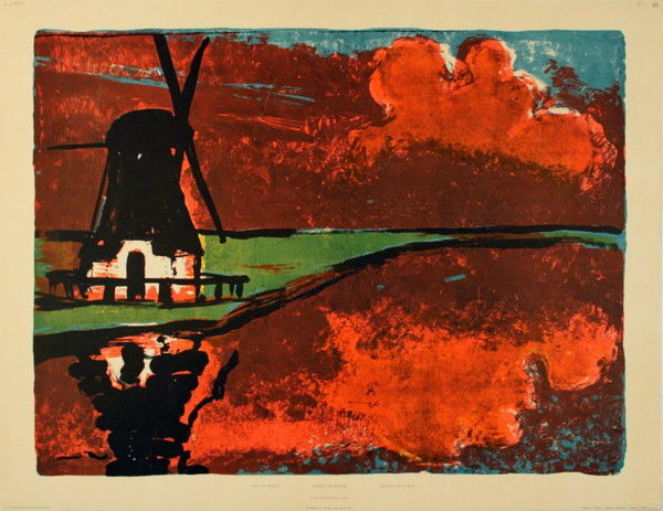 Nolde Mill on the Water Poster: Reference #: ULYY7345 Artist Name: Nolde, Emil Title: Mill on the Water Medium: Offset Lithograph Edition Size: Unknown Year: Unknown Paper Size: 25 x 31.75 inches Image Size: 22 x 28.25 inches Condit