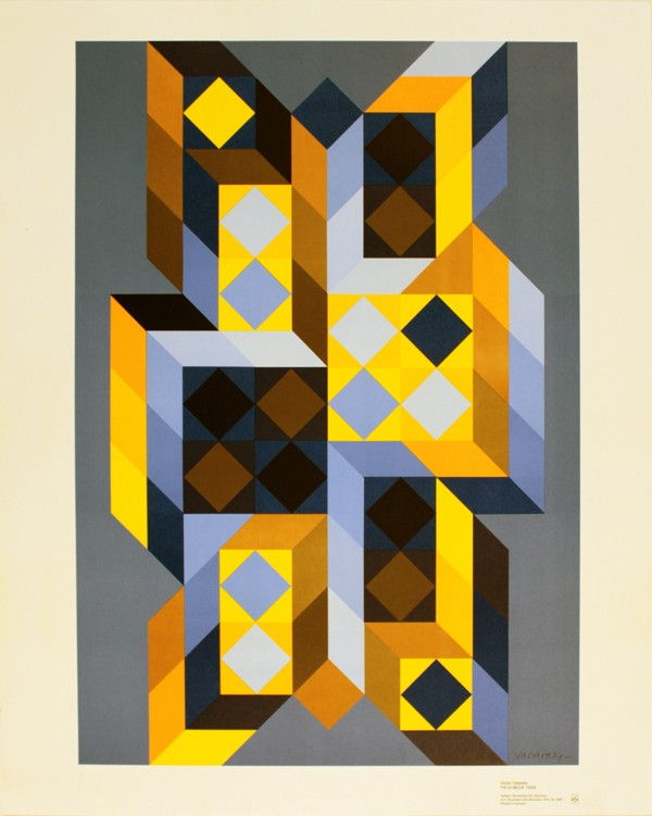 Vasarely Tridimor Serigraph: Reference #: ULYY7531 Artist Name: Vasarely, Victor Title: Tridimor Medium: Serigraph Edition Size: Unknown Year: Unknown Paper Size: 31 x 25 inches Image Size: 27.5 x 19.25 inches Condition: A-: Near