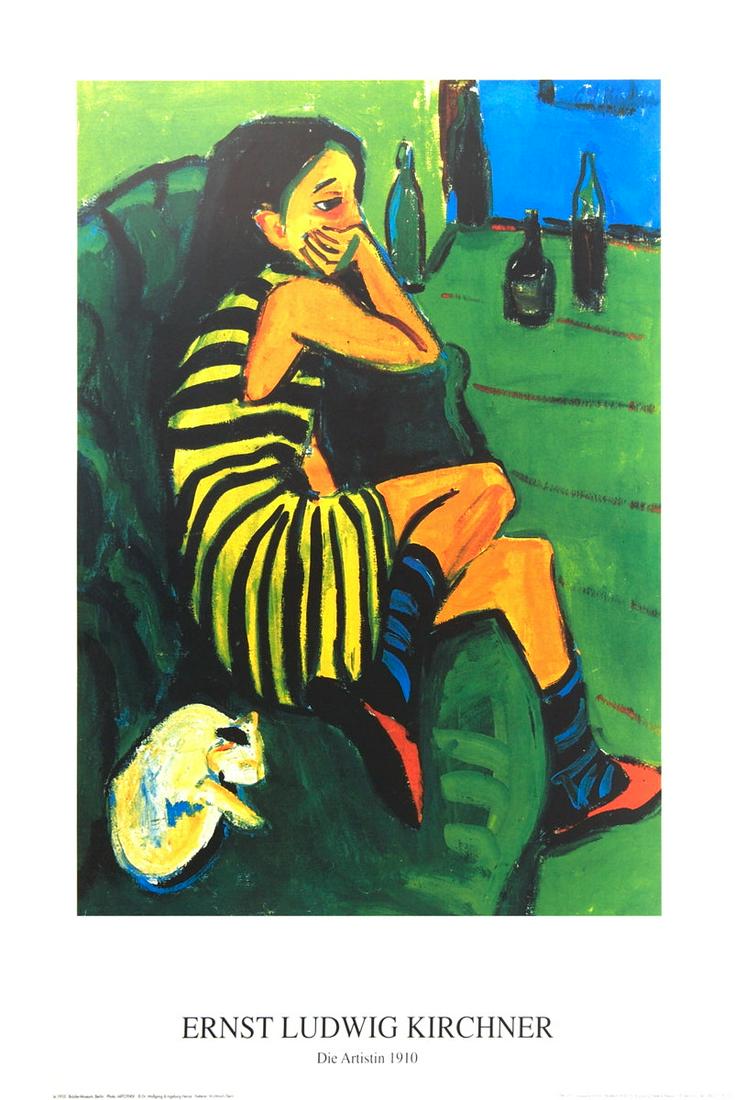 20 Ernst-Ludwig Kirchner The Artist Posters: This is a pack of 20 Offset Lithographs by Kirchner, titled "The Artist". The overall size of each Offset Lithograph measures 27.5 x 19.75 inches. The Offset Lithographs are Unsigned . The condition o
