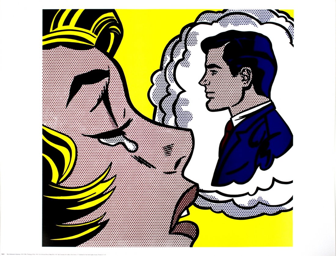 Lichtenstein Thinking of Him Poster: Reference #: ULYY8258 Artist Name: Lichtenstein, Roy Title: Thinking of Him Medium: Offset Lithograph Edition Size: Unknown Year: Unknown Paper Size: 24 x 30 inches Image Size: 22.25 x 22.5 inches Con