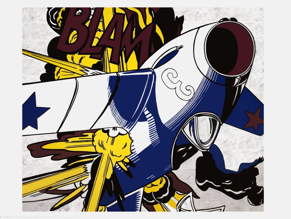 Lichtenstein Blam Poster: Reference #: ULYY8256 Artist Name: Lichtenstein, Roy Title: Blam Medium: Offset Lithograph Edition Size: Unknown Year: Unknown Paper Size: 22.25 x 31.5 inches Image Size: 23.5 x 26.5 inches Condition: