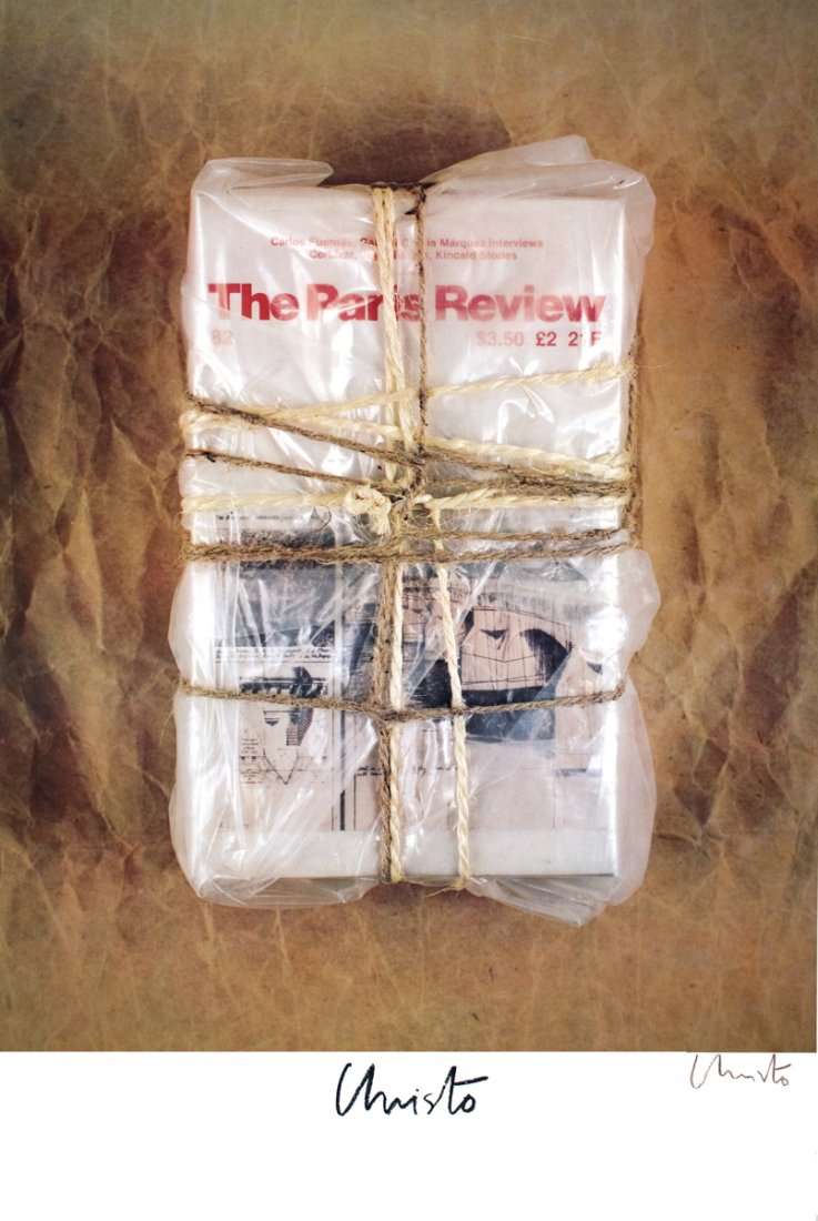 Signed 1982 Christo Paris Review Poster: Reference #: ULAE1124-B Artist Name: Christo, Javacheff Title: Paris Review Medium: Offset Lithograph Edition Size: unknown Year: 1982 Paper Size: 36 x 24 inches Image Size: 31 x 24 inches Condition: 