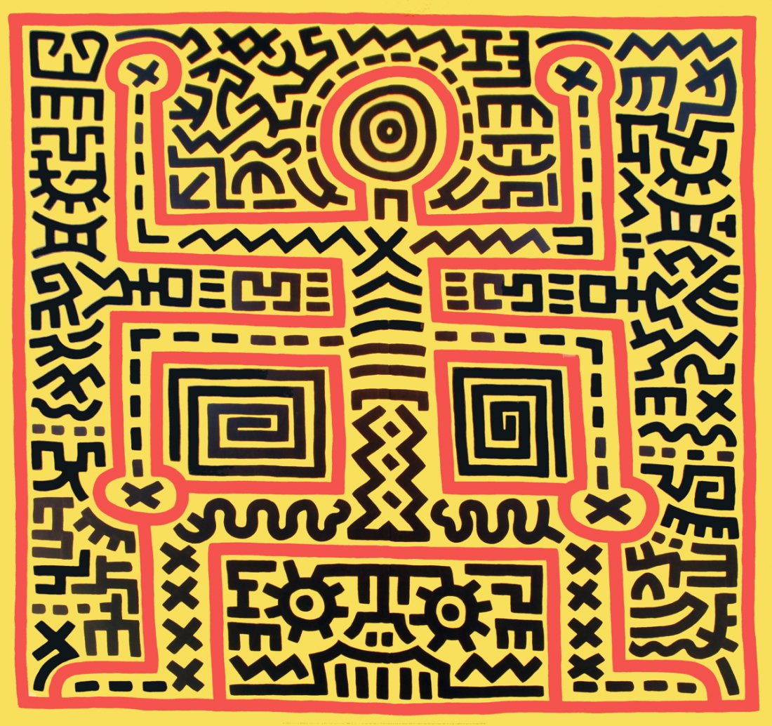Haring Untitled (1983) Poster: Reference #: ULLM535 Artist Name: Haring, Keith Title: Untitled (1983) Medium: Offset Lithograph Edition Size: open Year: Unknown Paper Size: 35.5 x 35.5 inches Image Size: 35.5 x 35.5 inches Conditio