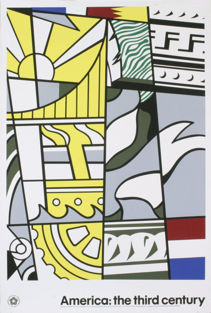 1976 Lichtenstein Bicentennial Serigraph: Reference #: ULEF8208 Artist Name: Lichtenstein, Roy Title: Bicentennial Poster Medium: Serigraph Edition Size: Unknown Year: 1976 Paper Size: 35 x 23.5 inches Image Size: 30 x 22.75 inches Condition: