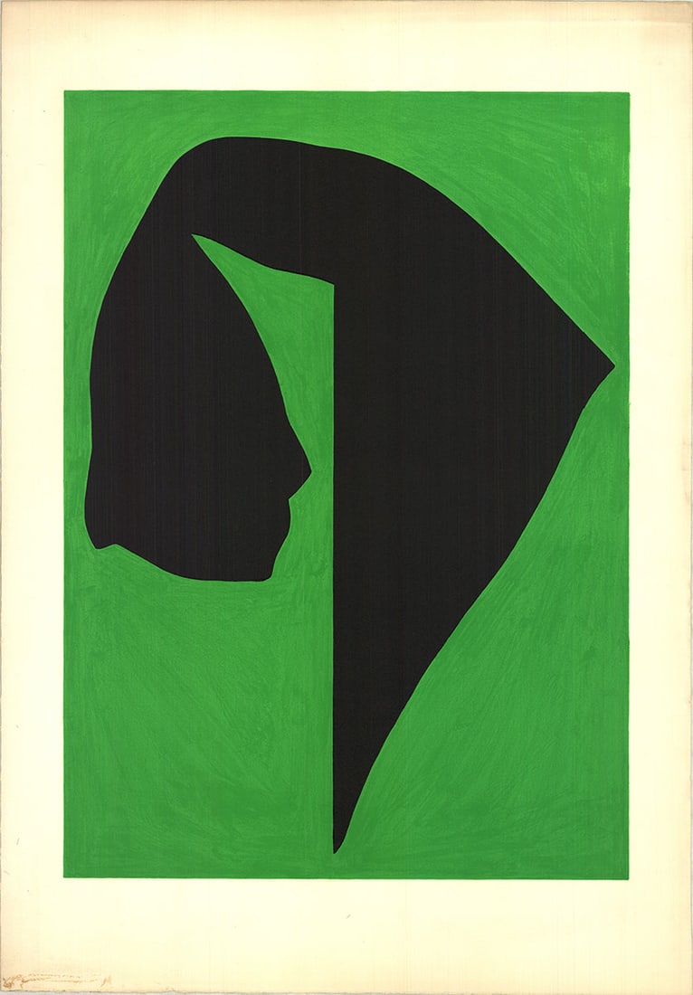 Jack Youngerman - Green Around - Lithograph 38" x 26.5": "Green Around" by Jack Youngerman, Unsigned Lithograph. Paper size is 38 x 26.5 inches, with an image size of 30 x 21.75 inches. The Lithograph is from an unknown edition size. and is not framed. The