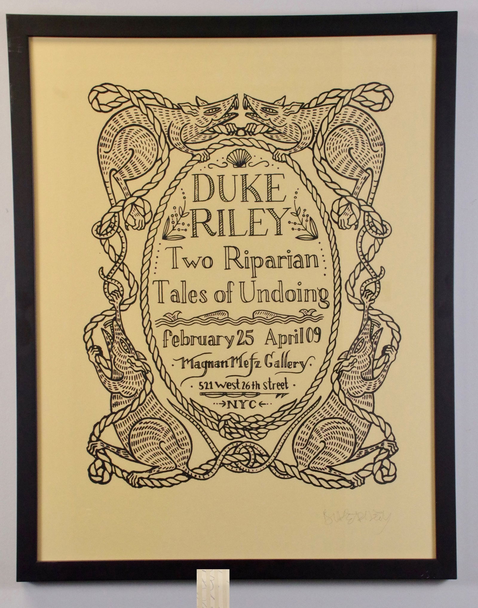 Duke Riley - Two Riparian Tales of Undoing - 2010 Serigraph - SIGNED 32" x 24": "Two Riparian Tales of Undoing" by Duke Riley, 2010 Signed Serigraph. Paper size is 32 x 24 inches, with an image size of 32 x 24 inches. The Serigraph is from an unknown edition size. and is currentl