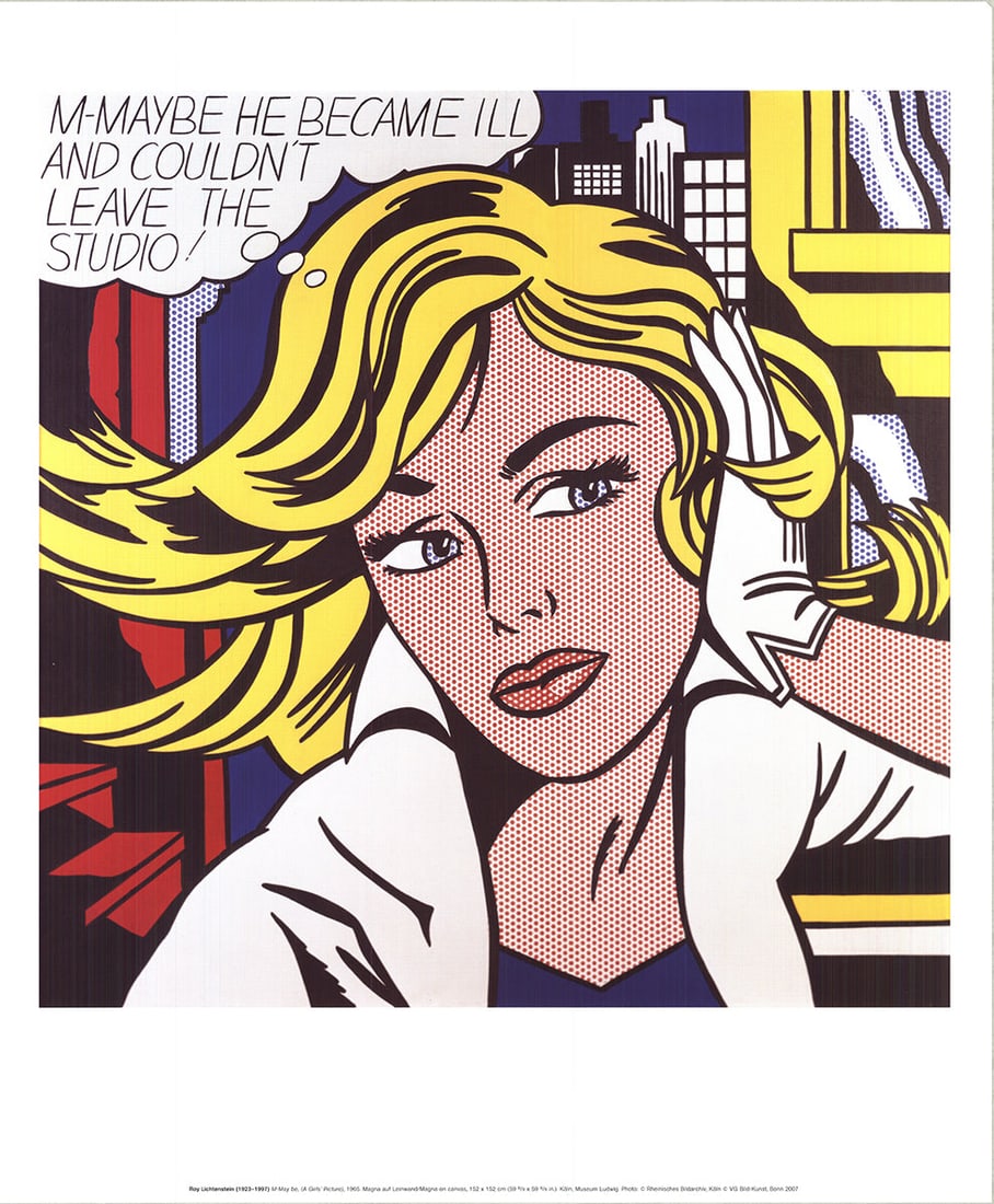 Roy Lichtenstein - M-Maybe, (A Girl's Picture) - 2007 Offset Lithograph 23" x 19" (1 of 3)