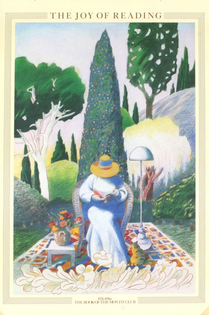 1986 Glaser The Joy of reading Poster: Reference #: ULEF9889 Artist Name: Glaser, Milton Title: The Joy of reading Medium: Offset Lithograph Edition Size: Unknown Year: 1986 Paper Size: 36 x 24 inches Image Size: 30.75 x 20.5 inches Condit
