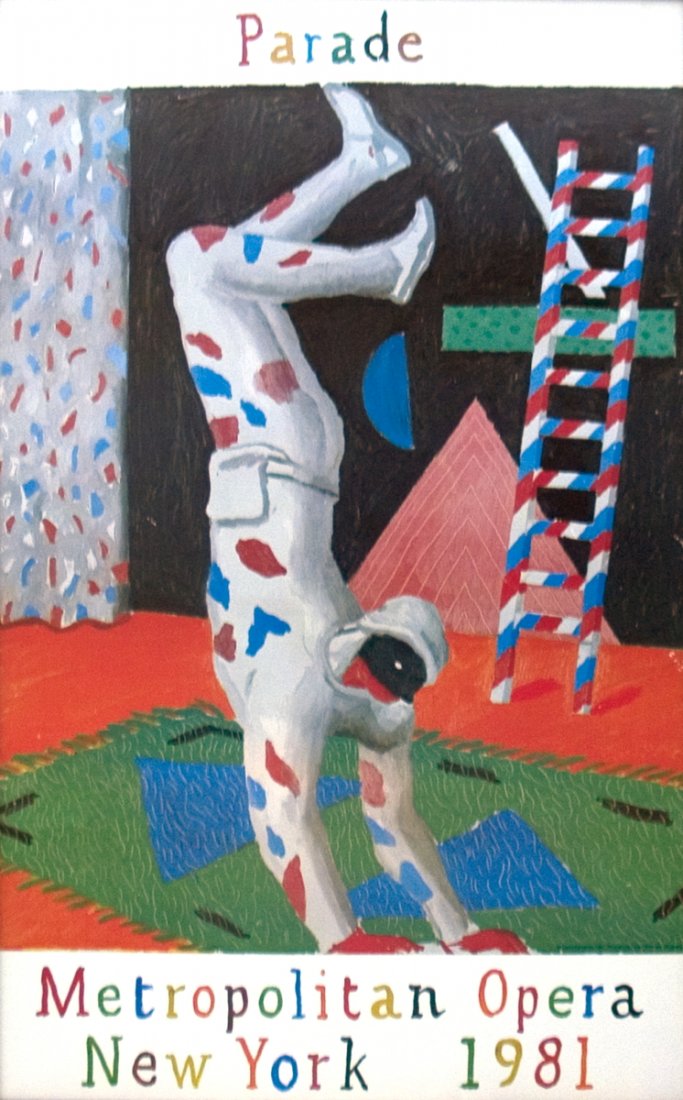1981 Hockney Harlequin from Parade Poster: Reference #: ULEF8412 Artist Name: Hockney, David Title: Harlequin from Parade Medium: Offset Lithograph Edition Size: 1000 Year: 1981 Paper Size: 38 x 24 inches Image Size: 38 x 24 inches Condition: 