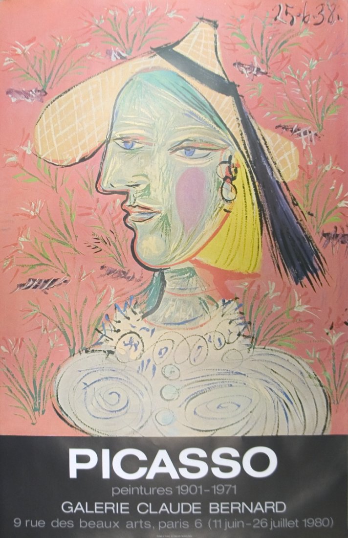 Picasso Marie-Therese Walter w/ Hat Poster: Reference #: ULCB9010 Artist Name: Picasso, Pablo Title: Marie-Therese Walter and the Straw Hat Medium: Offset Lithograph Edition Size: 5250 Year: 1980 Paper Size: 35.5 x 23 inches Image Size: 29 x 23