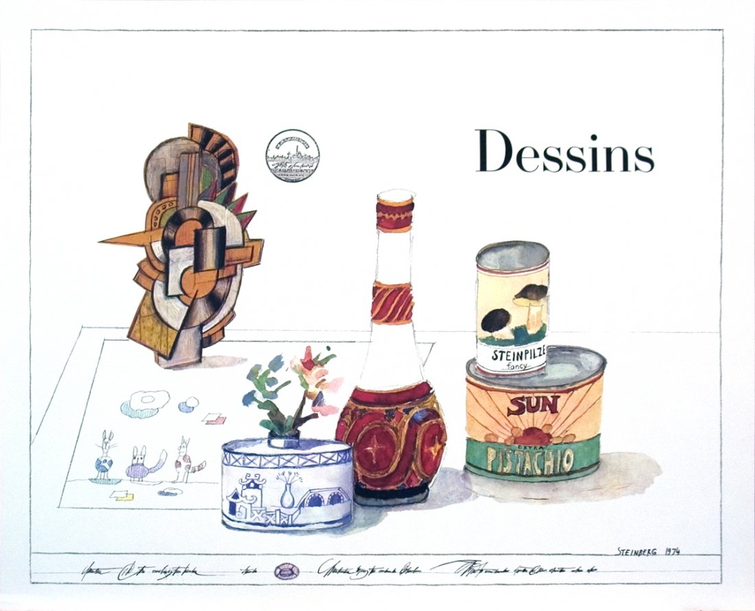 1981 Steinberg Dessins (Drawings) Poster: Reference #: ULGM197 Artist Name: Steinberg, Saul Title: Dessins (Drawings) Medium: Offset Lithograph Edition Size: Open Year: 1981 Paper Size: 24 x 30 inches Image Size: Condition: A: Mint Notes: Ori