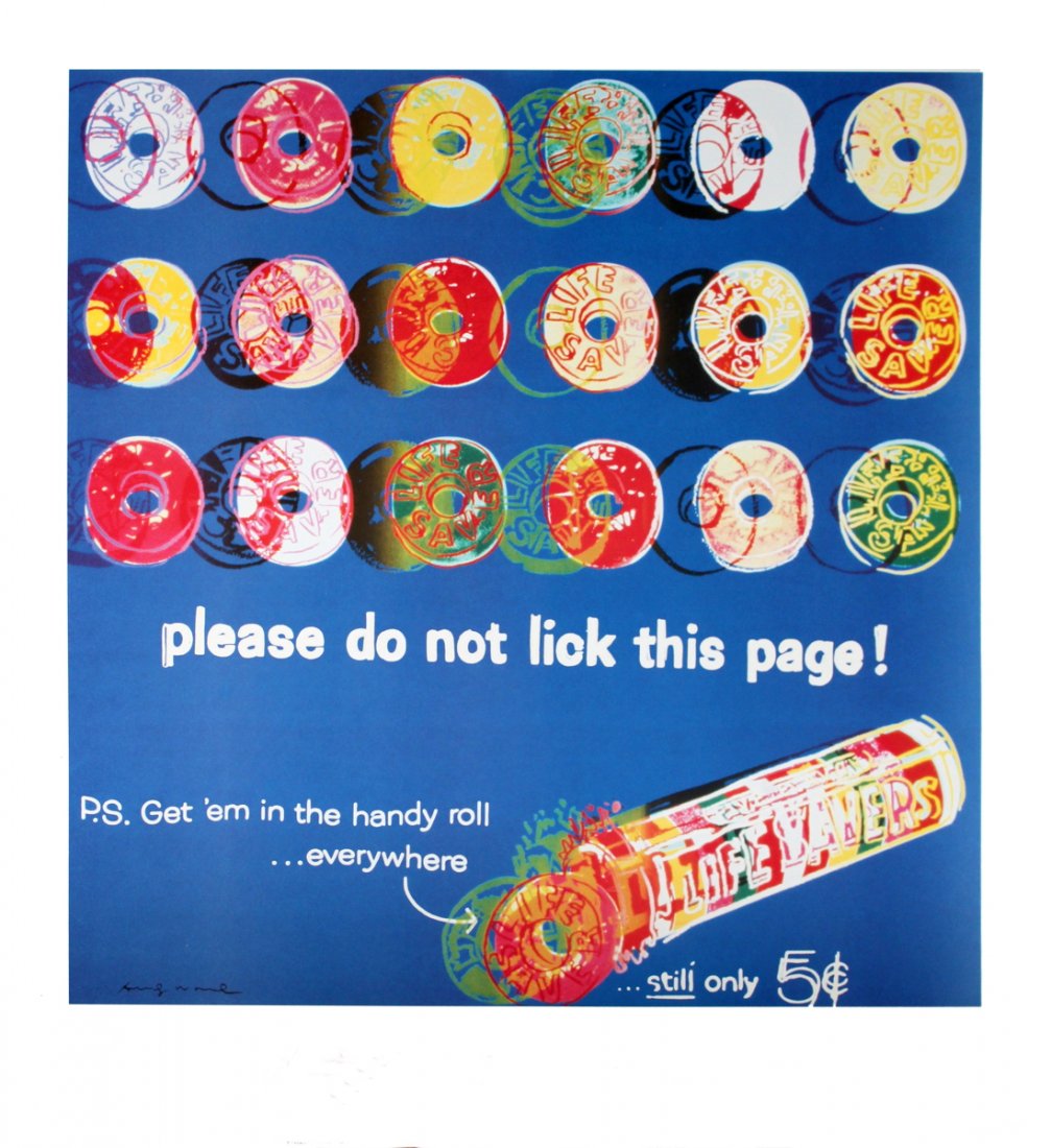 2004 Warhol Ads: Life Savers (Blue) Poster: Reference #: ULGH1584 Artist Name: Warhol, Andy Title: Ads: Life Savers (Blue) Medium: Offset Lithograph Edition Size: Limited Year: 2004 Paper Size: 32 x 30 inches Image Size: 26 x 26 inches Conditio