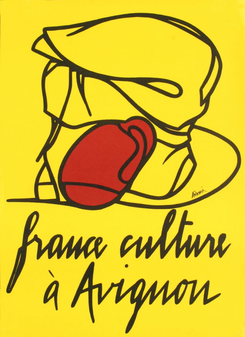 1977 Adami France Culture a Avignon Lithograph: Reference #: ULXX1220 Artist Name: Adami, Valerio Title: France Culture a Avignon Medium: Lithograph Edition Size: 100 Year: 1977 Paper Size: 28 x 20.25 inches Image Size: 28 x 20.25 inches Condition: