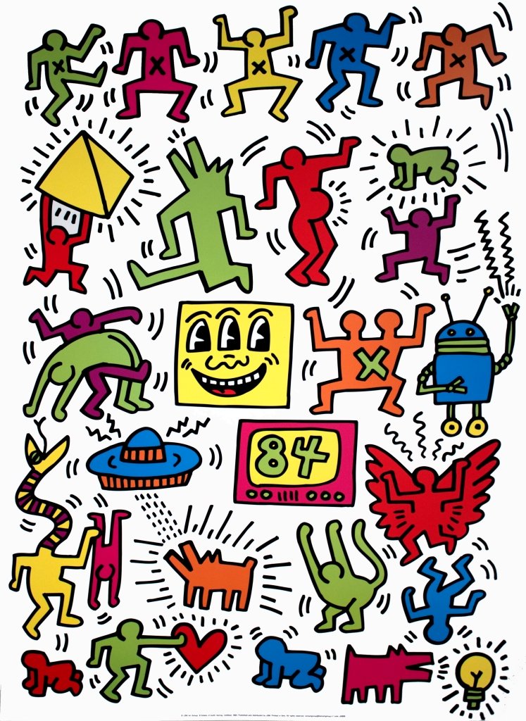 Haring Untitled (1984) Poster: Reference #: ULLM606 Artist Name: Haring, Keith Title: Untitled (1984) Medium: Offset Lithograph Edition Size: Unknown Year: Unknown Paper Size: 31.5 x 23.5 inches Image Size: 31.5 x 23.5 inches Condi