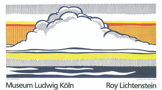 1989 Lichtenstein Cloud And Sea Serigraph: Reference #: ULNR101 Artist Name: Lichtenstein, Roy Title: Cloud And Sea Medium: Serigraph Edition Size: 5000 Year: 1989 Paper Size: 27.5 x 47 inches Image Size: 21 x 42.75 inches Condition: A: Mint N