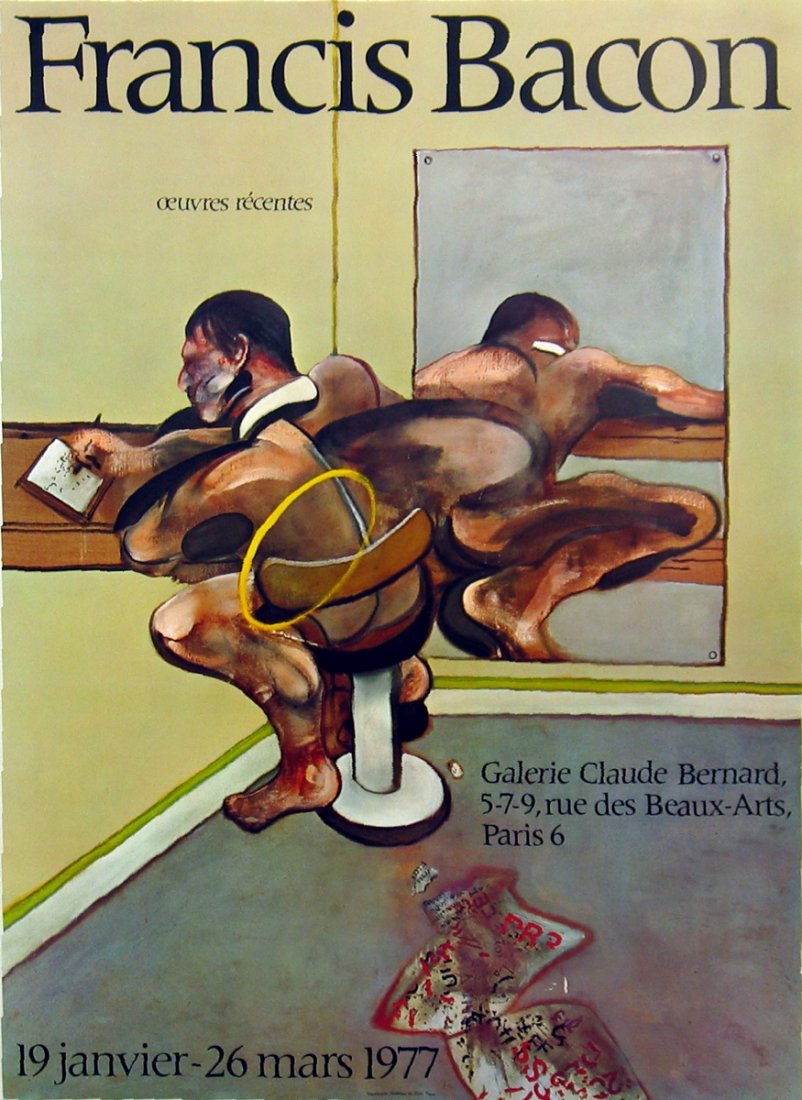 1977 Bacon Seated Man Poster: Reference #: ULYY9000 Artist Name: Bacon, Francis Title: Seated Man Medium: Offset Lithograph Edition Size: 1000 Year: 1977 Paper Size: 28 x 20.5 inches Image Size: 28 x 20.5 inches Condition: C: Seve