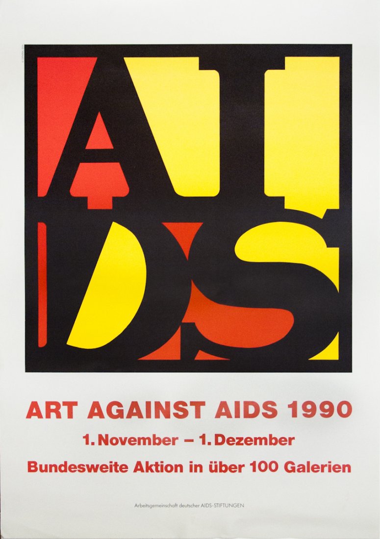 1990 General Idea Art Against AIDS Poster: Reference #: ULYY2102 Artist Name: General Idea Title: Art Against AIDS Medium: Offset Lithograph Edition Size: Unknown Year: 1990 Paper Size: 33 x 32.5 inches Image Size: 20 x 20 inches Condition: B: