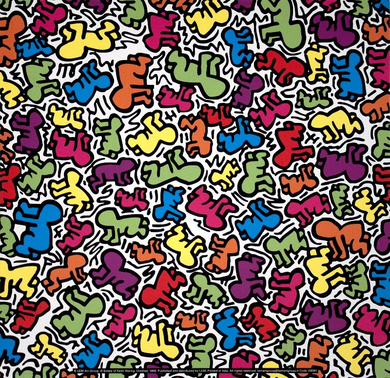 4 Assorted Small Haring Posters: This is a group of 4 assorted posters. Below is a description and image of each piece in this group: