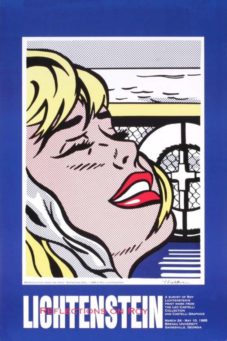 1995 Lichtenstein Shipboard Girl Poster: Reference #: ULAW9121 Artist Name: Lichtenstein, Roy Title: Shipboard Girl Medium: Offset Lithograph Edition Size: 1000 Year: 1995 Paper Size: 30.25 x 20 inches Image Size: 22 x 16 inches Condition: B
