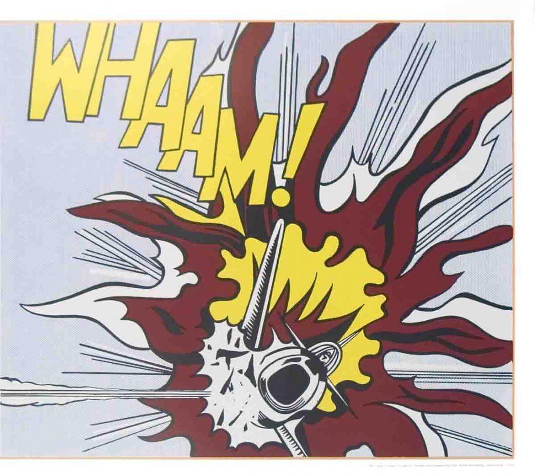 2007 Lichtenstein Whaam B Poster: Reference #: ULYY1045 Artist Name: Lichtenstein, Roy Title: Whaam B Medium: Offset Lithograph Edition Size: Unknown Year: 2007 Paper Size: 21.25 x 23.5 inches Image Size: 19.25 x 22.5 inches Condition